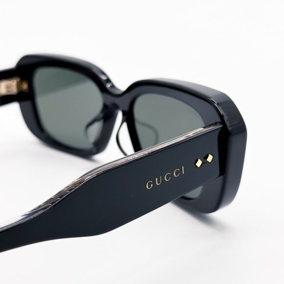 NEW GUCCI GG1531SK 001 SUNGLASSES UNISEX BLACK GOLD OVAL EYEWEAR GUCCI - Picture 8 of 12